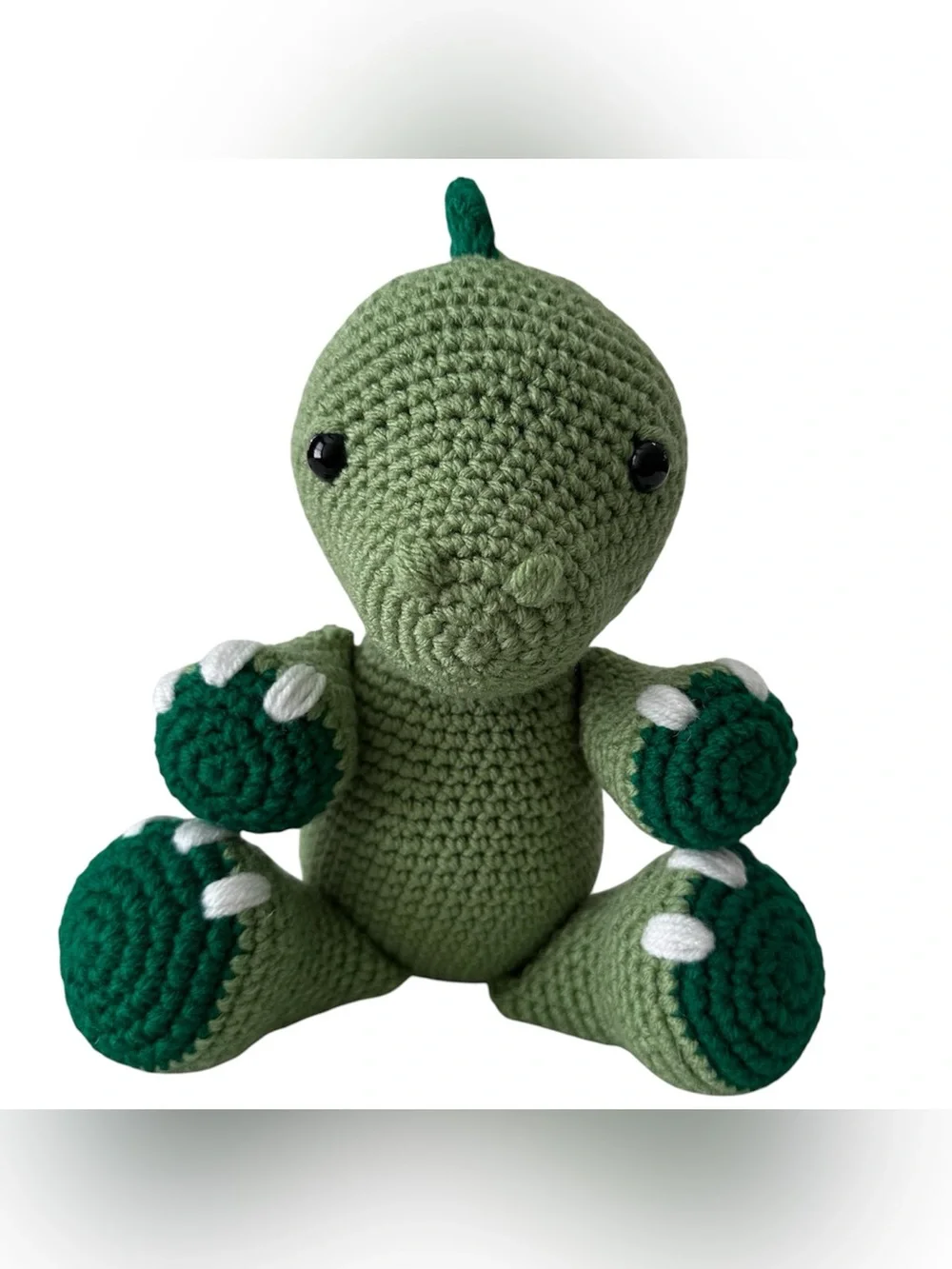 Green Handmade Crochet Dinosaur Amigurumi Acrylic Dino Stuffy Toy